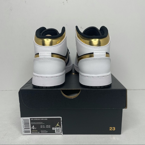 Nike Air Jordan 1 Retro Mid GS “White Gold” NEW - Picture 4 of 4